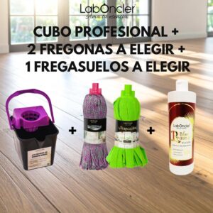 PACK CUBO ESCURRIDOR RAÍCES+2 FREGONAS A ELEGIR+1 ELIXIR FREGASUELOS A ELEGIR