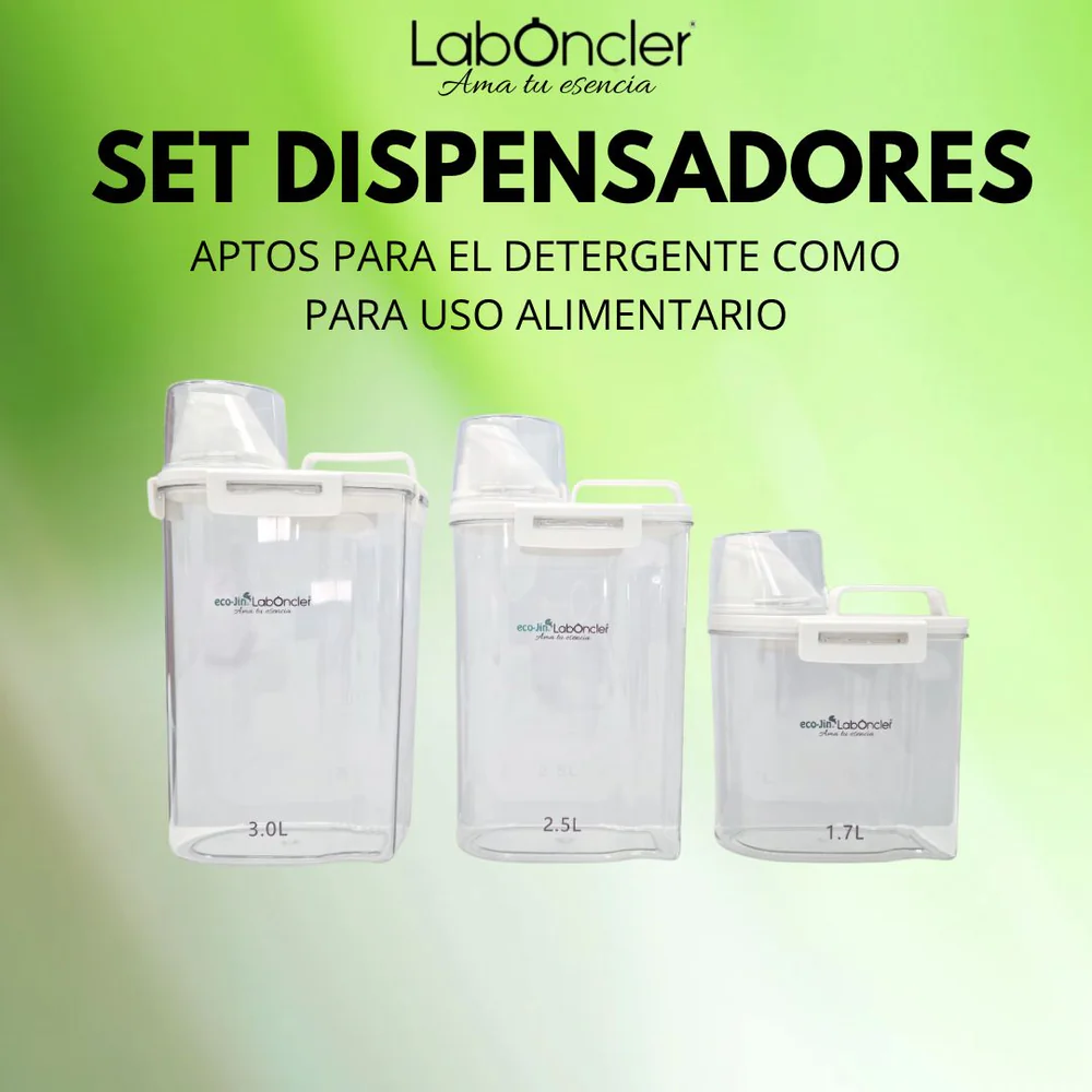 SET DISPENSADORES APTOS PARA DETERGENTE Y PARA USO ALIMENTARIO