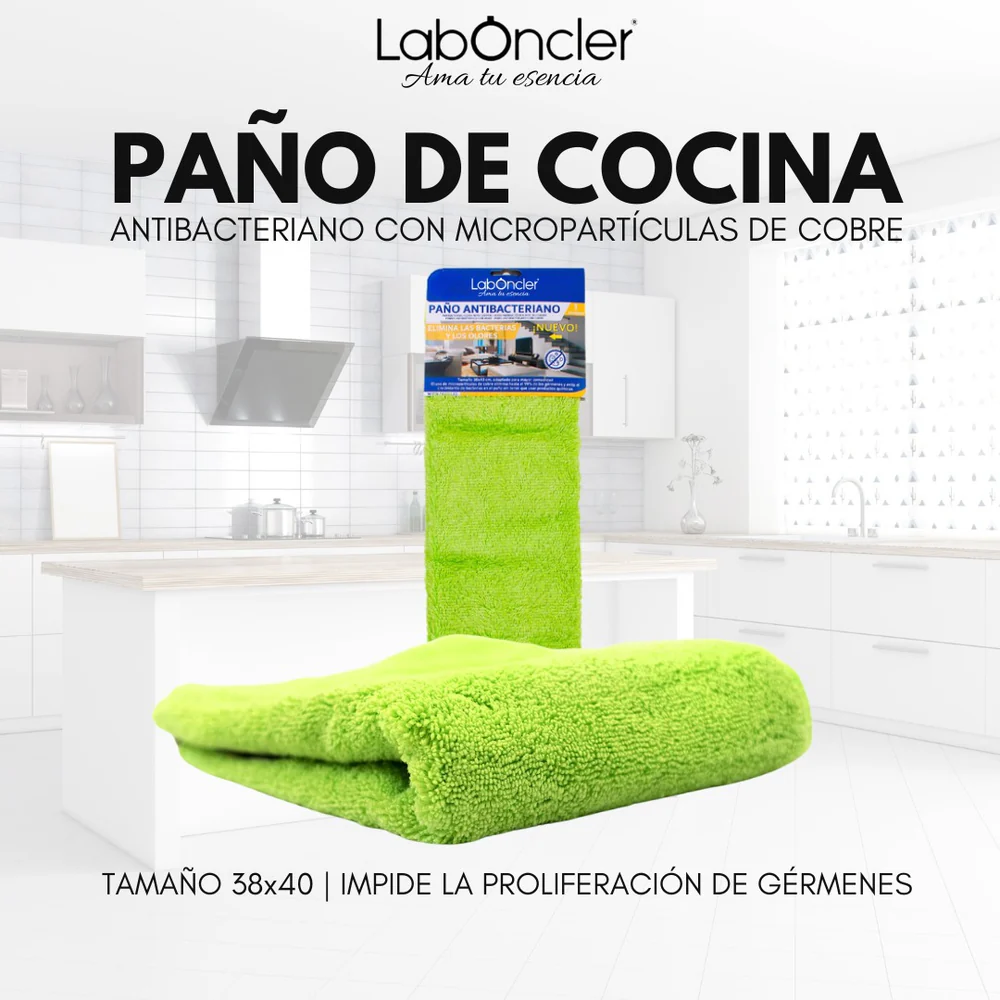 PAÑO COCINA ANTIBACTERIANO 38X40CM