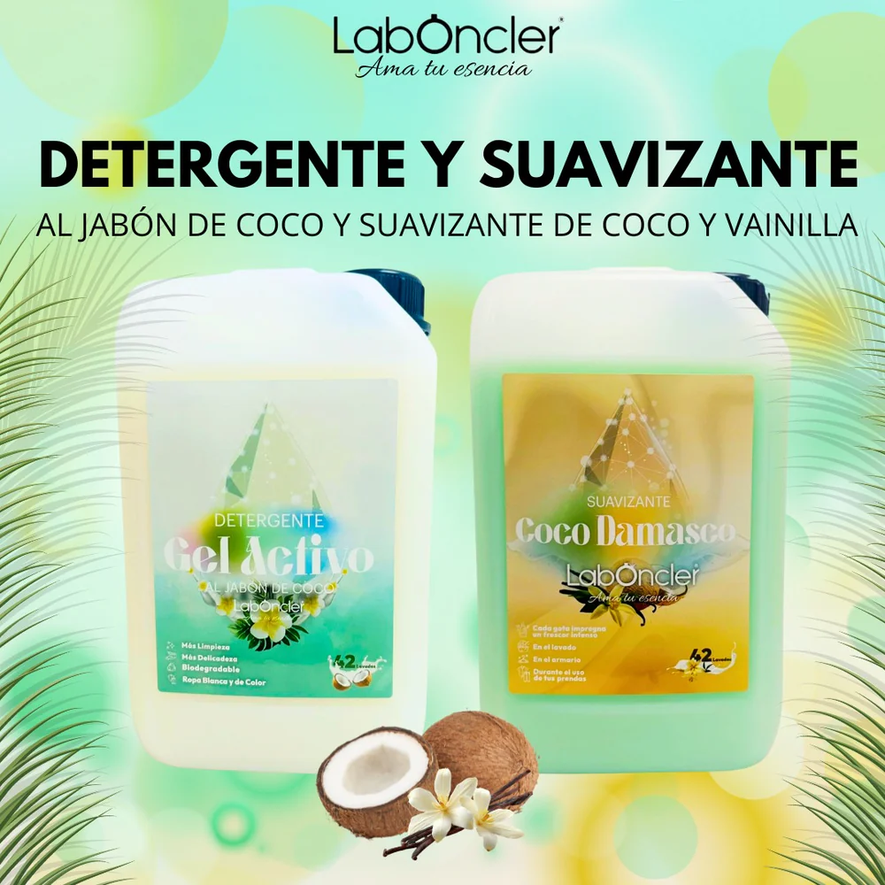 PACK DETERGENTE AL JABÓN DE COCO + SUAVIZANTE COCO DAMASCO