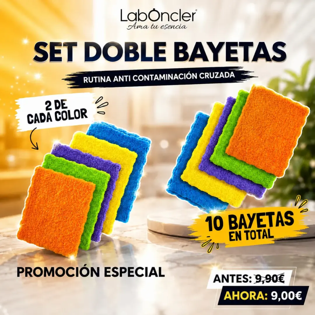 SET DOBLE BAYETAS RUTINA ANTI CONTAMINACIÓN CRUZADA 2 DE CADA COLOR